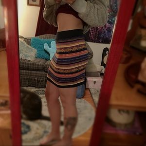 Multicolor Winter Mini Skirt Mudd M boho Soft